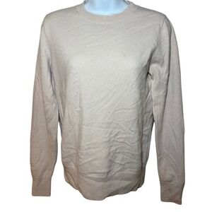 Last Brand Beige 100% Cashmere Crewneck Sweater Womens S Pullover Long Sleeve